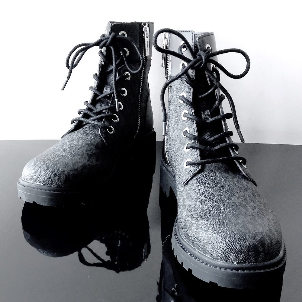 Michael Kors Women's Alistair Lace-Up Lug Sole Combat Booties - Picture 10 of 13